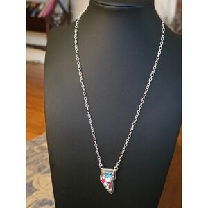 Cotton Candy Turquoise Lightening Bolt Sterling 925 Necklace